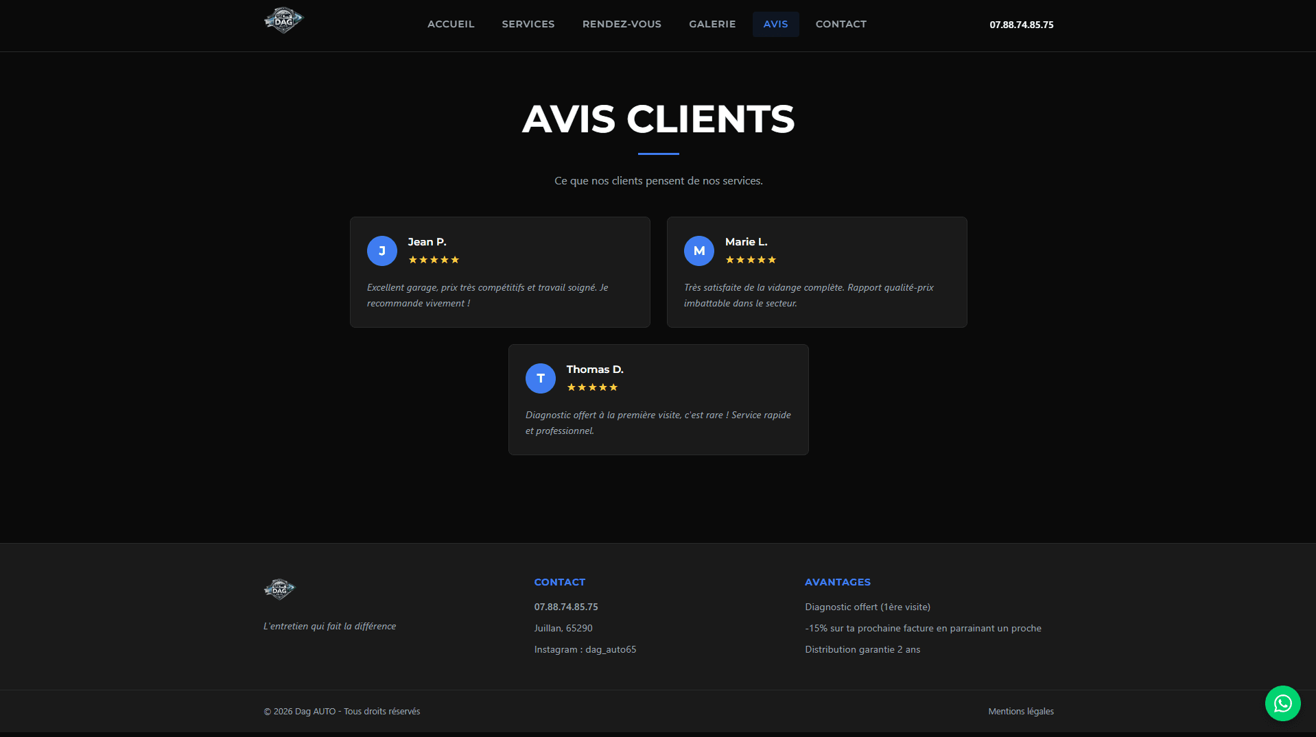 Avis clients avec système d'étoiles