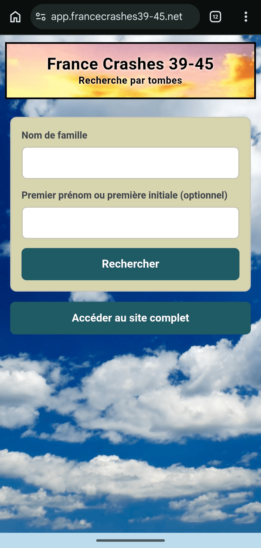 Interface mobile de France Crashes 39-45 1