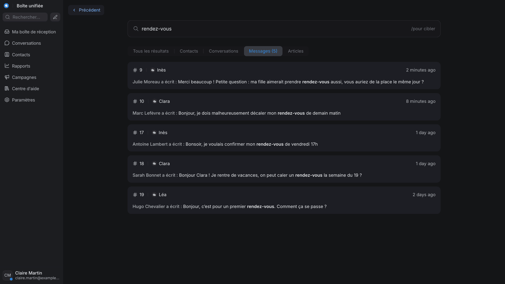 Recherche transverse : un mot, toutes les lignes à la fois