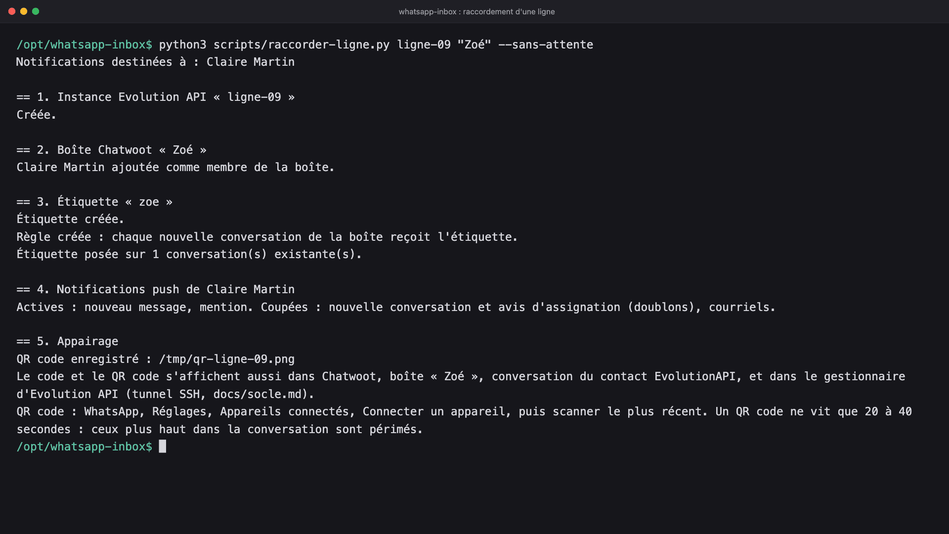 Raccordement d'une nouvelle ligne en une seule commande