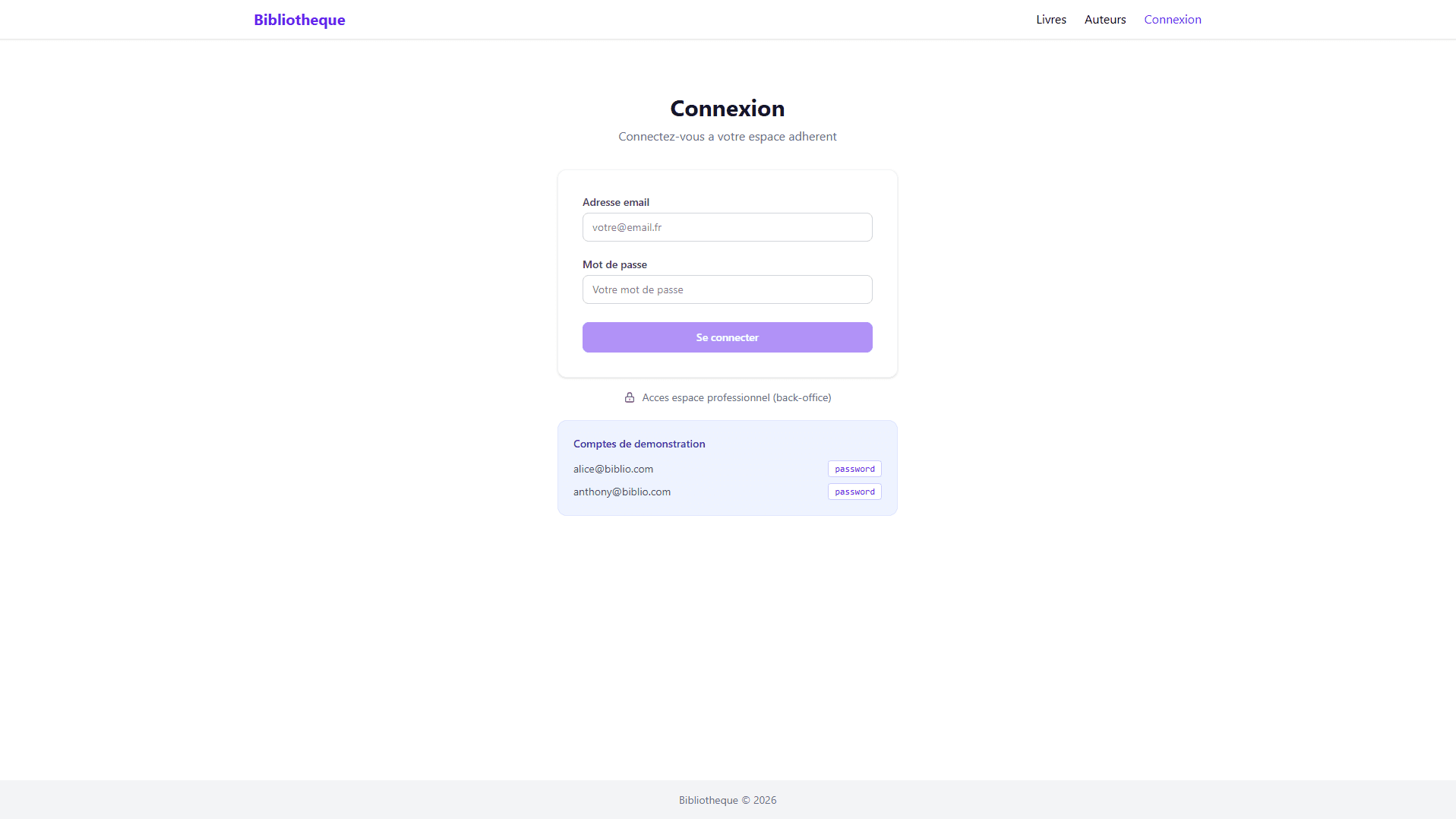 Page de connexion