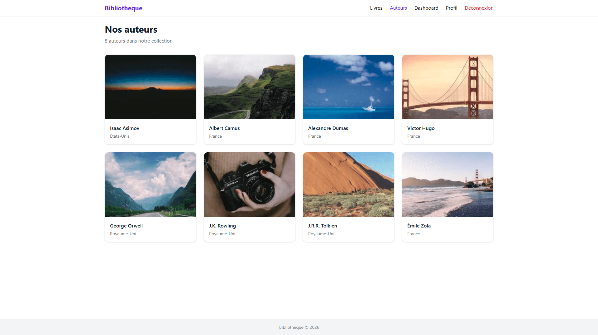 Catalogue des auteurs